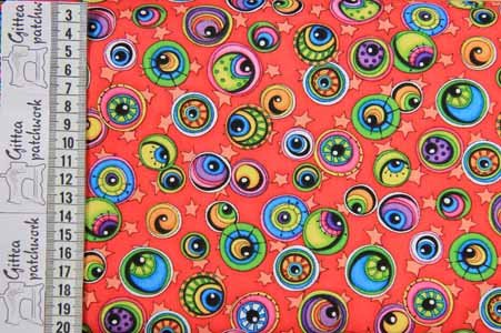 R�d baggrund med farvede kugler/�jne