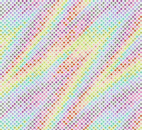 Tula Pink Mint multicolour 283 Spraglet patchworkstof fra Tula Pink med regnbuens farver i zig zag mønstre