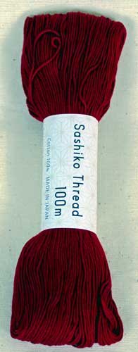 Fin bordeaux farvet sashiko trd i ren bomuld fra Olympus Threads