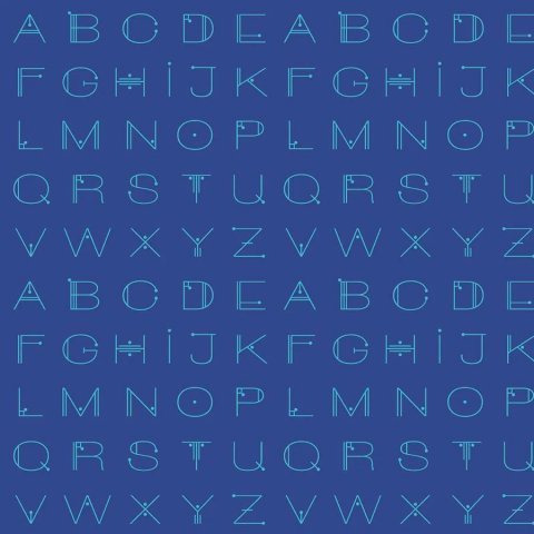 Alison Glass Scrawl Deco Letters Electric Blue