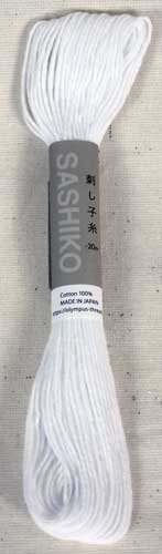 20 meter hvid sashiko trd i rent bomuld fra japanske Olympus Threads