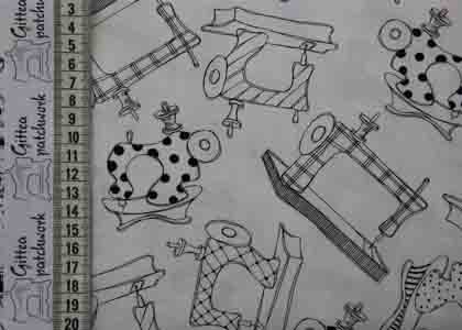 Symaskiner p� hvid bund