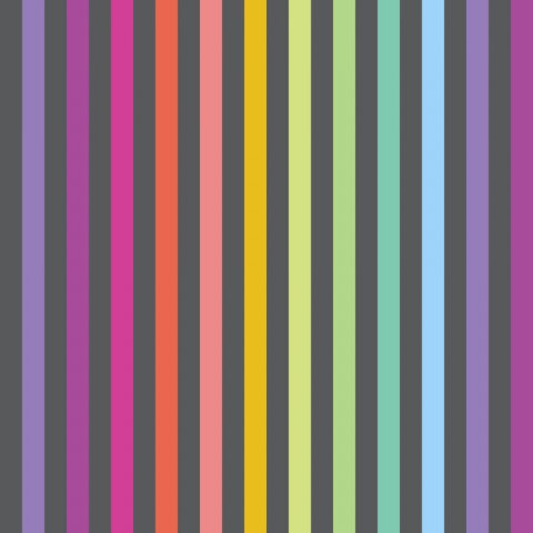 Tula Pink patchworkstof med regnbuefarvede striber p� gr� baggrund