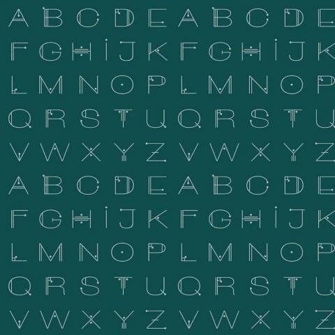 Alison Glass Scrawl Deco Letters Deep Teal